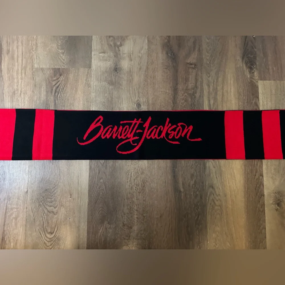 Barrett Jackson Car Show Red and Black Striped Scarf